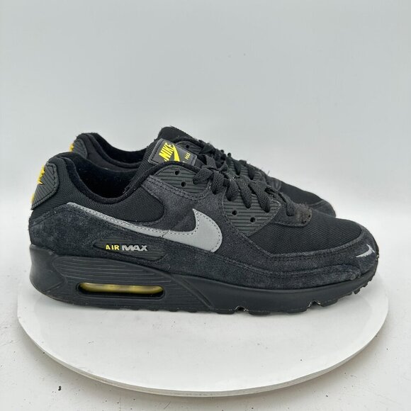 Nike Air Max 90 Men Size 10.5 DO6706-001 Black Yellow Strike Metallic Grey Shoes - Picture 4 of 11